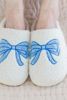 Blue Bow Slippers - Adult-Shoes-Dear Me Southern Boutique, located in DeRidder, Louisiana