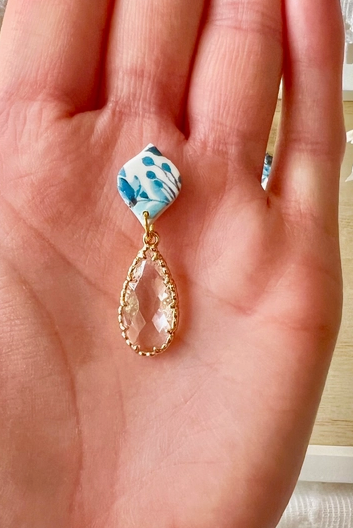 Blue Floral Clay Earrings-Jewelry - Earrings-Dear Me Southern Boutique, located in DeRidder, Louisiana