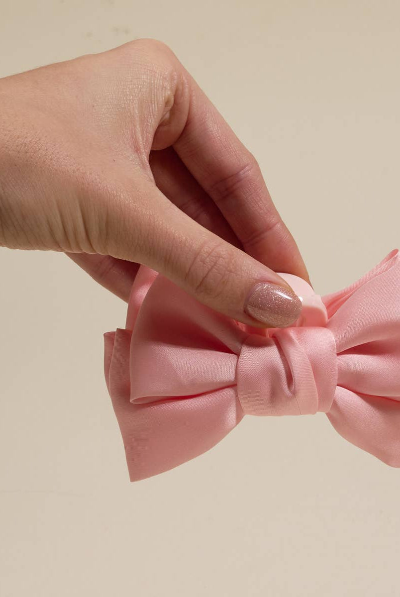 Blush - Mini Satin Bougie Bow Claw Clip-Hair Clip-Dear Me Southern Boutique, located in DeRidder, Louisiana
