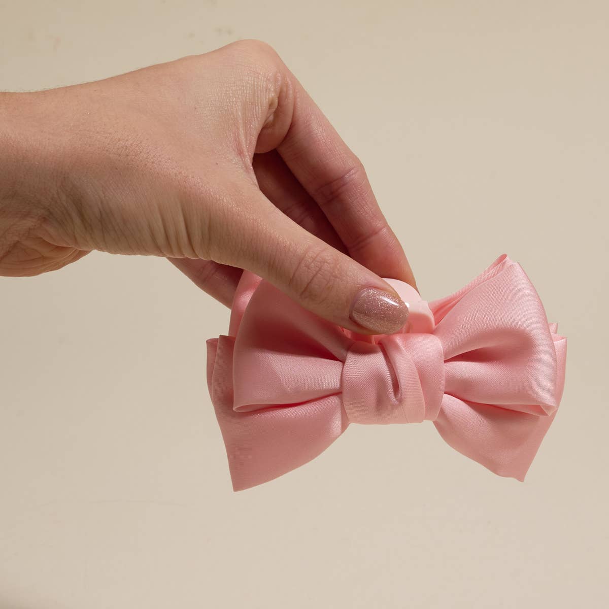 Blush - Mini Satin Bougie Bow Claw Clip-Hair Clip-Dear Me Southern Boutique, located in DeRidder, Louisiana