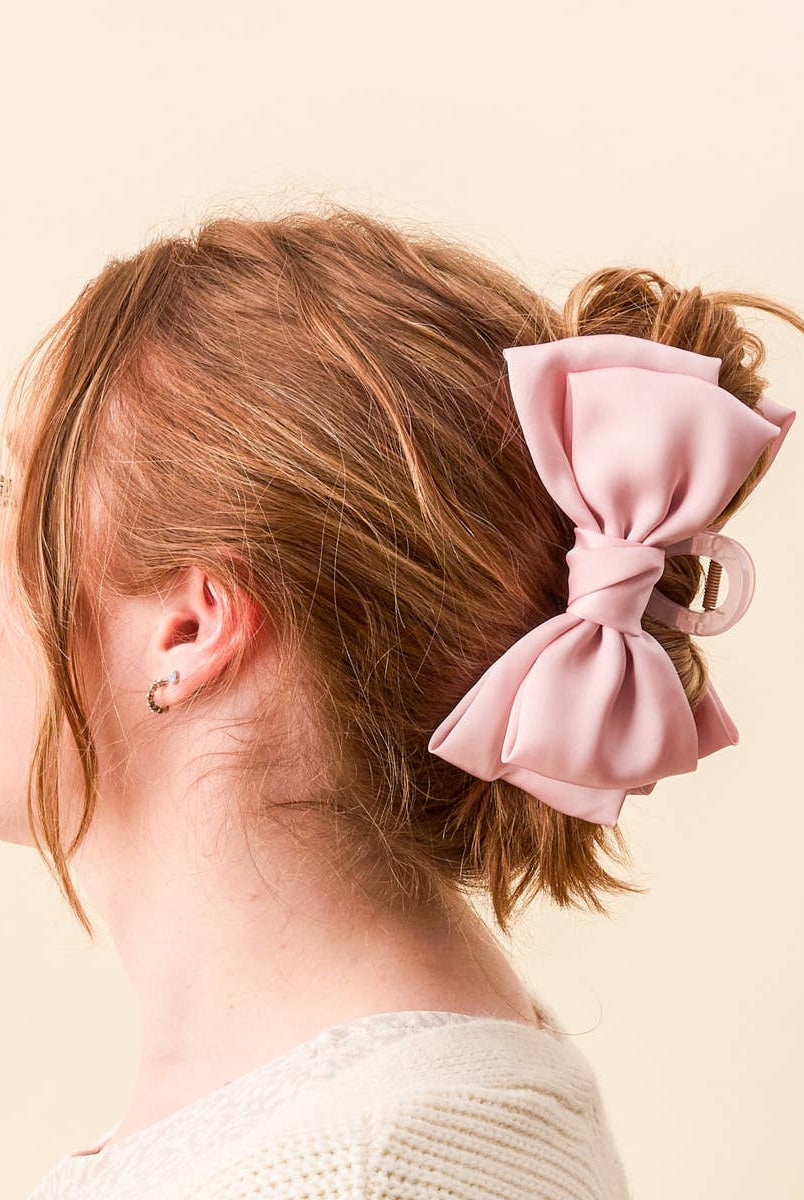 Blush - Satin Bougie Bow Claw Clip-Hair Clips-Dear Me Southern Boutique, located in DeRidder, Louisiana