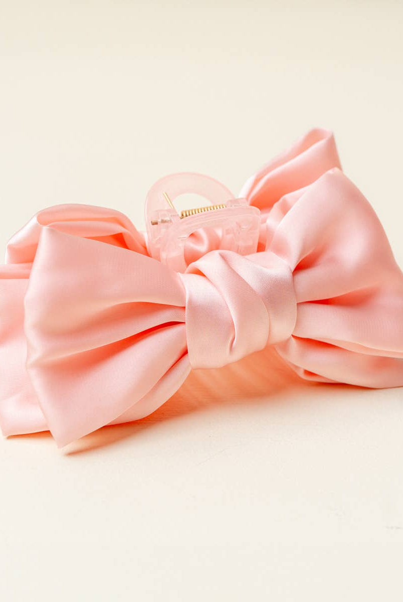 Blush - Satin Bougie Bow Claw Clip-Hair Clips-Dear Me Southern Boutique, located in DeRidder, Louisiana