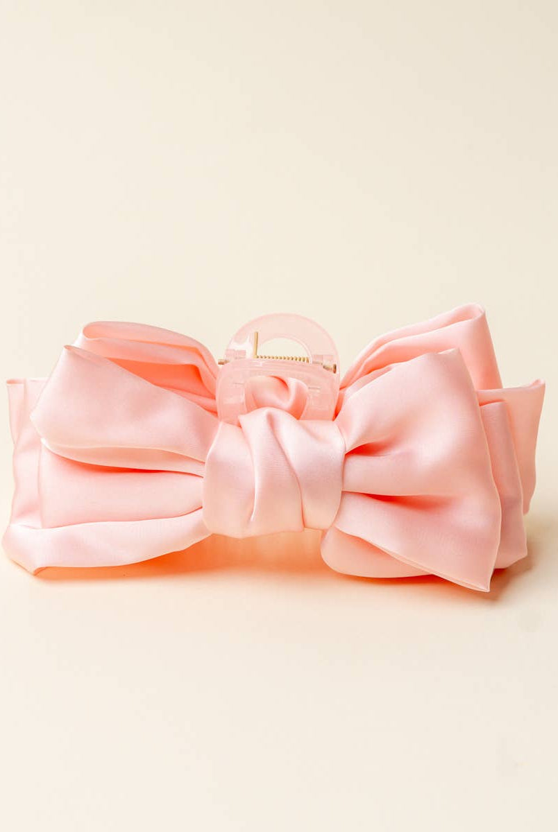 Blush - Satin Bougie Bow Claw Clip-Hair Clips-Dear Me Southern Boutique, located in DeRidder, Louisiana