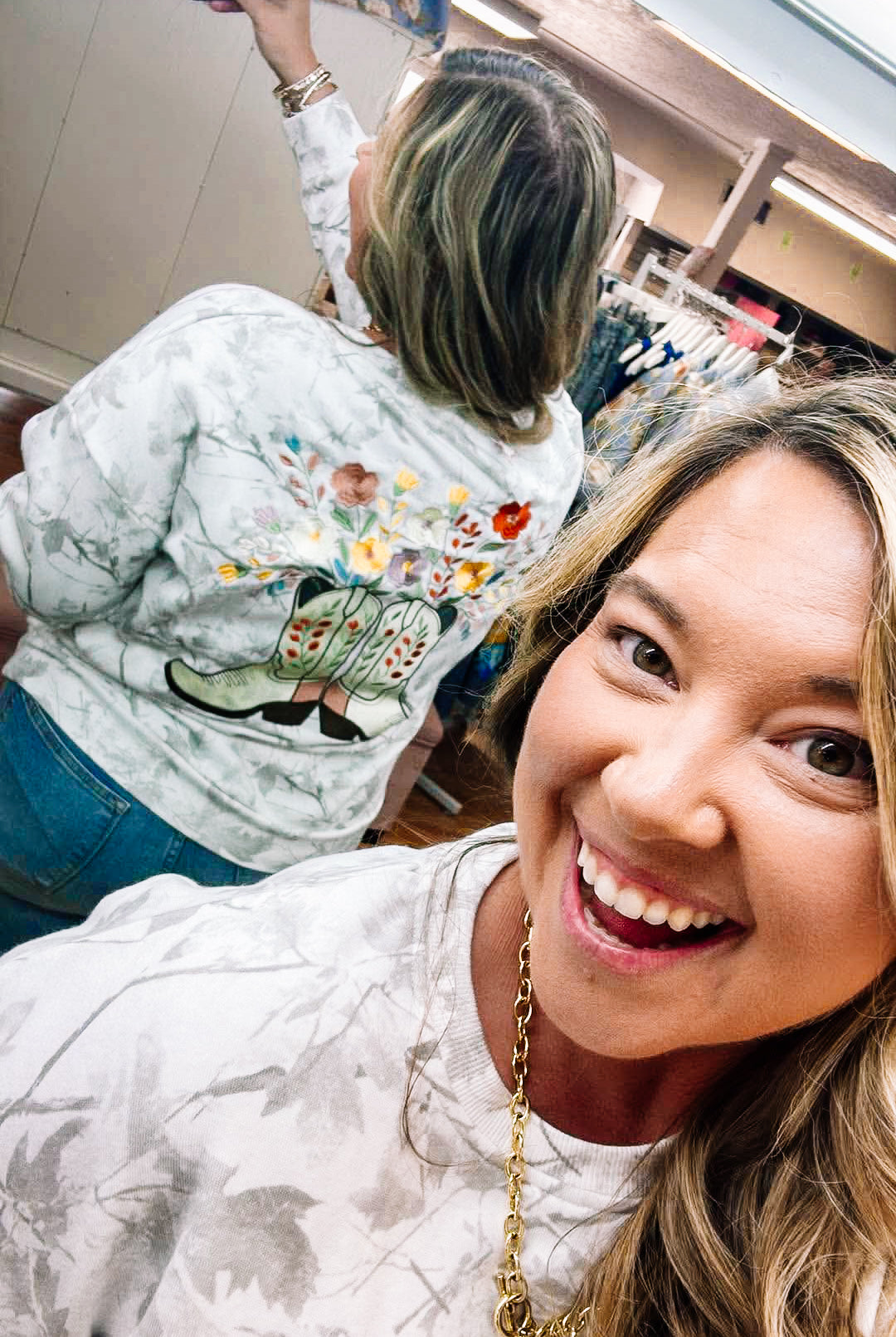 Boots & Blossoms Sweatshirt-Sweatshirts-Dear Me Southern Boutique, located in DeRidder, Louisiana