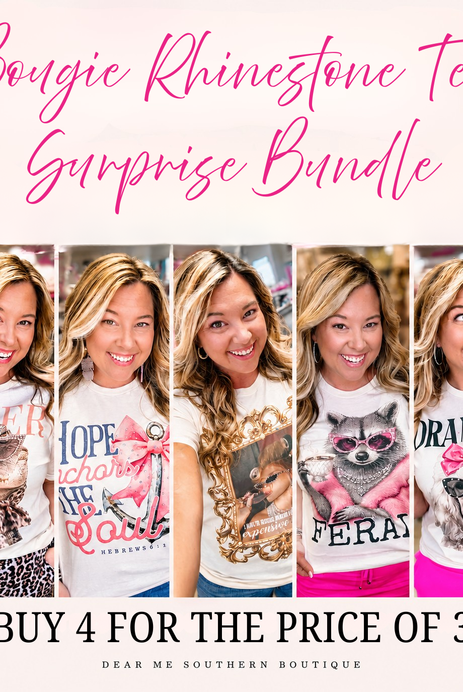 Bougie Rhinestone Tee Surprise Bundle-Dear Me Southern Boutique, located in DeRidder, Louisiana