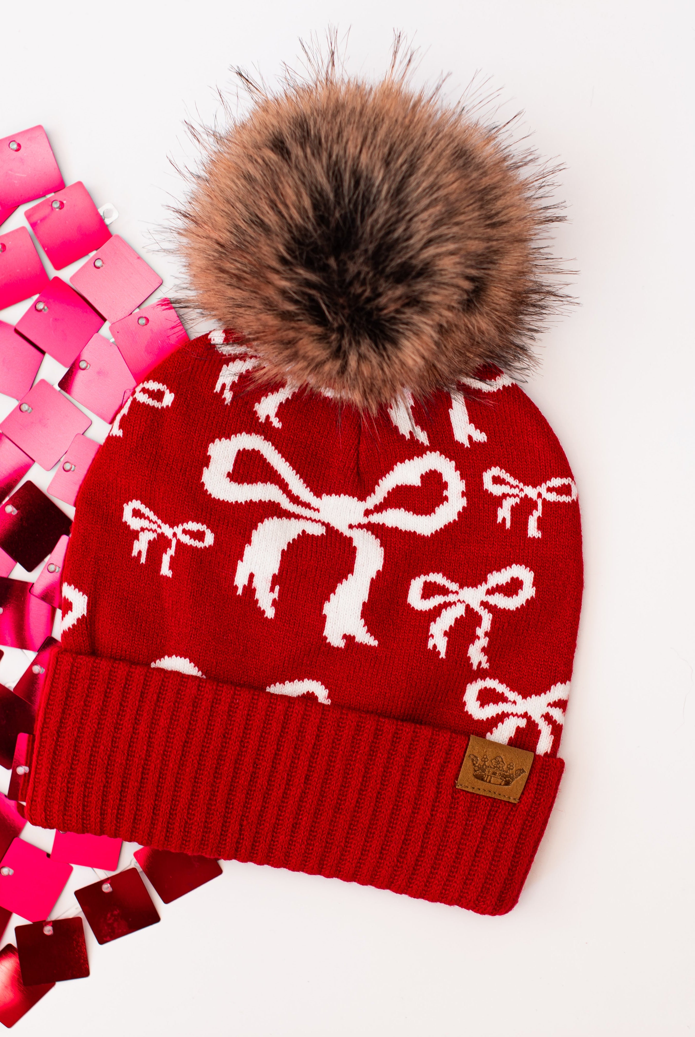 Bow Down Beanie-Red-Dear Me Southern Boutique, located in DeRidder, Louisiana