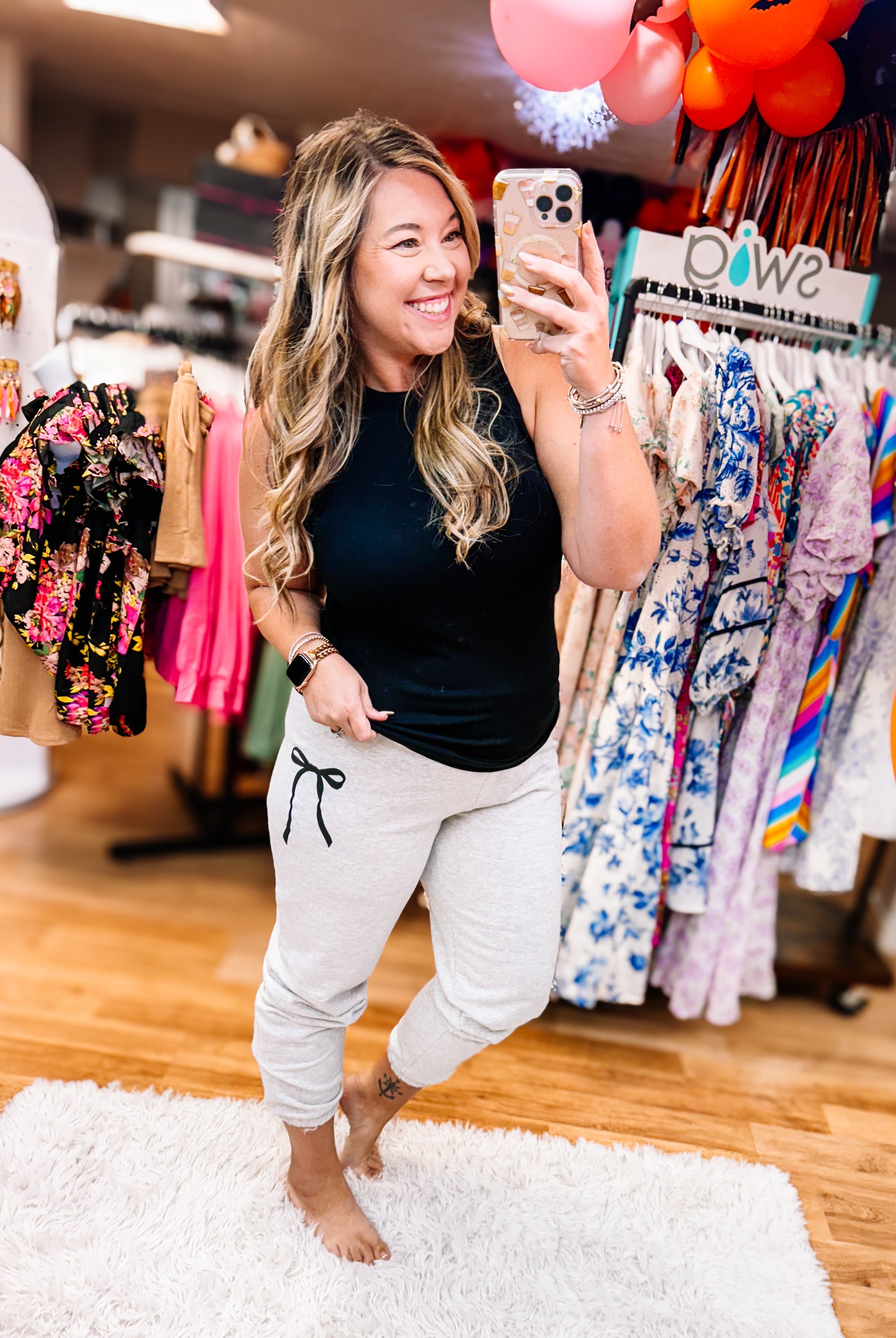 Bow Down Joggers - ASH GRAY-Bottoms-Dear Me Southern Boutique, located in DeRidder, Louisiana