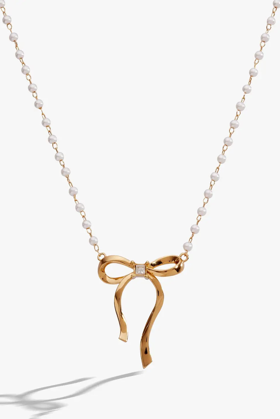 Bow Pearl Coquette Necklace-Necklaces-Dear Me Southern Boutique, located in DeRidder, Louisiana