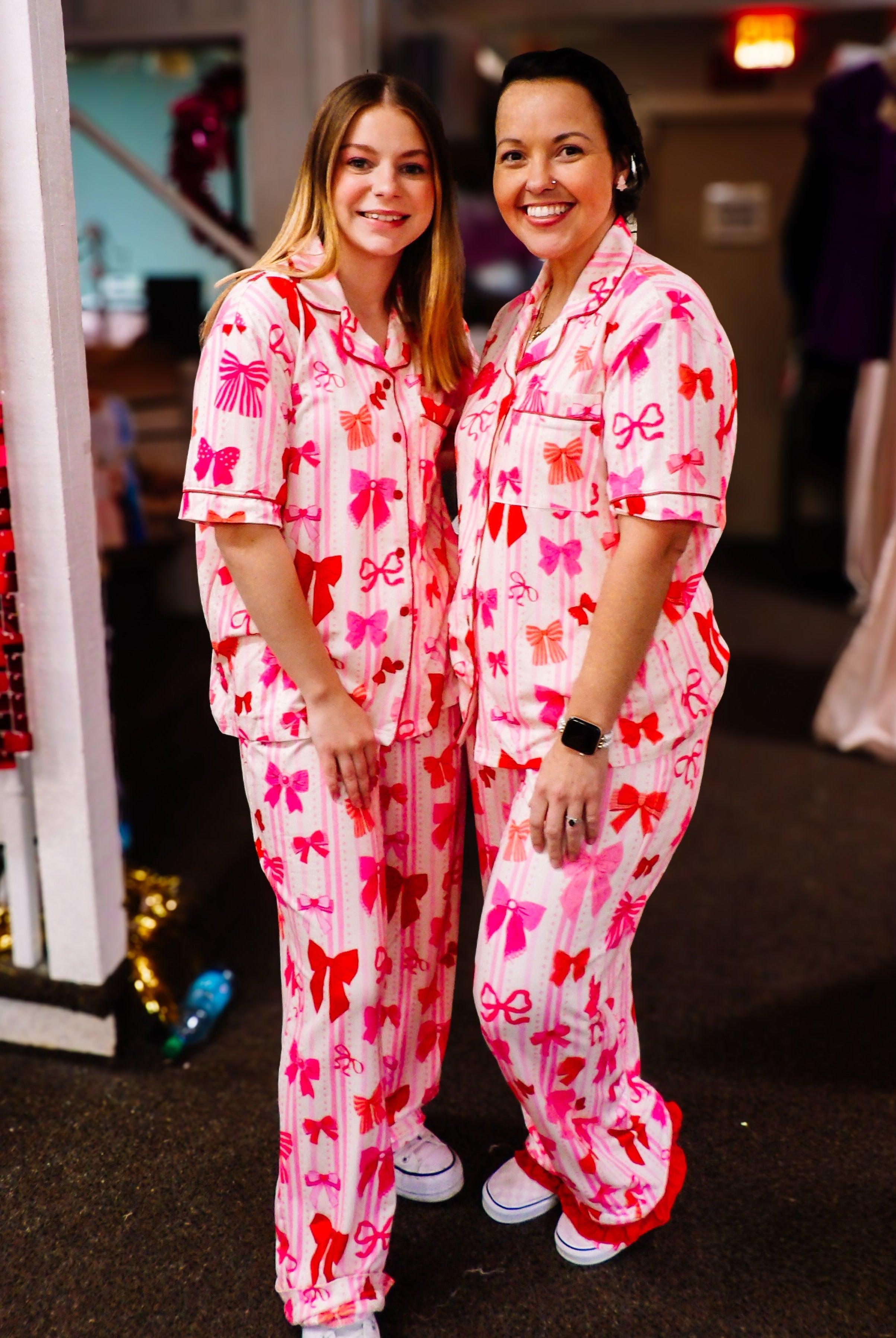 Bow Romance Ruffle Pajama Set-Pajamas-Dear Me Southern Boutique, located in DeRidder, Louisiana