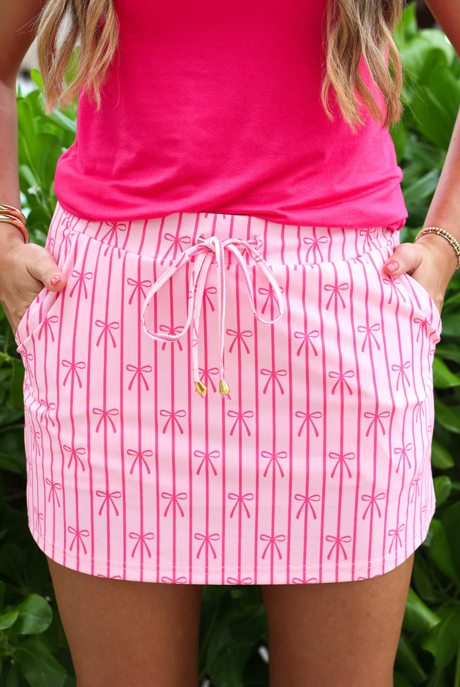 Bow Stripes Everyday Skort-Skort-Dear Me Southern Boutique, located in DeRidder, Louisiana