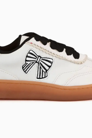 Bow on the Go Sneakers - Black & White-Sneakers-Dear Me Southern Boutique, located in DeRidder, Louisiana