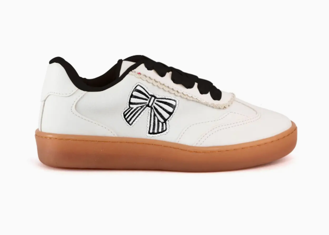 Bow on the Go Sneakers - Black & White-Sneakers-Dear Me Southern Boutique, located in DeRidder, Louisiana