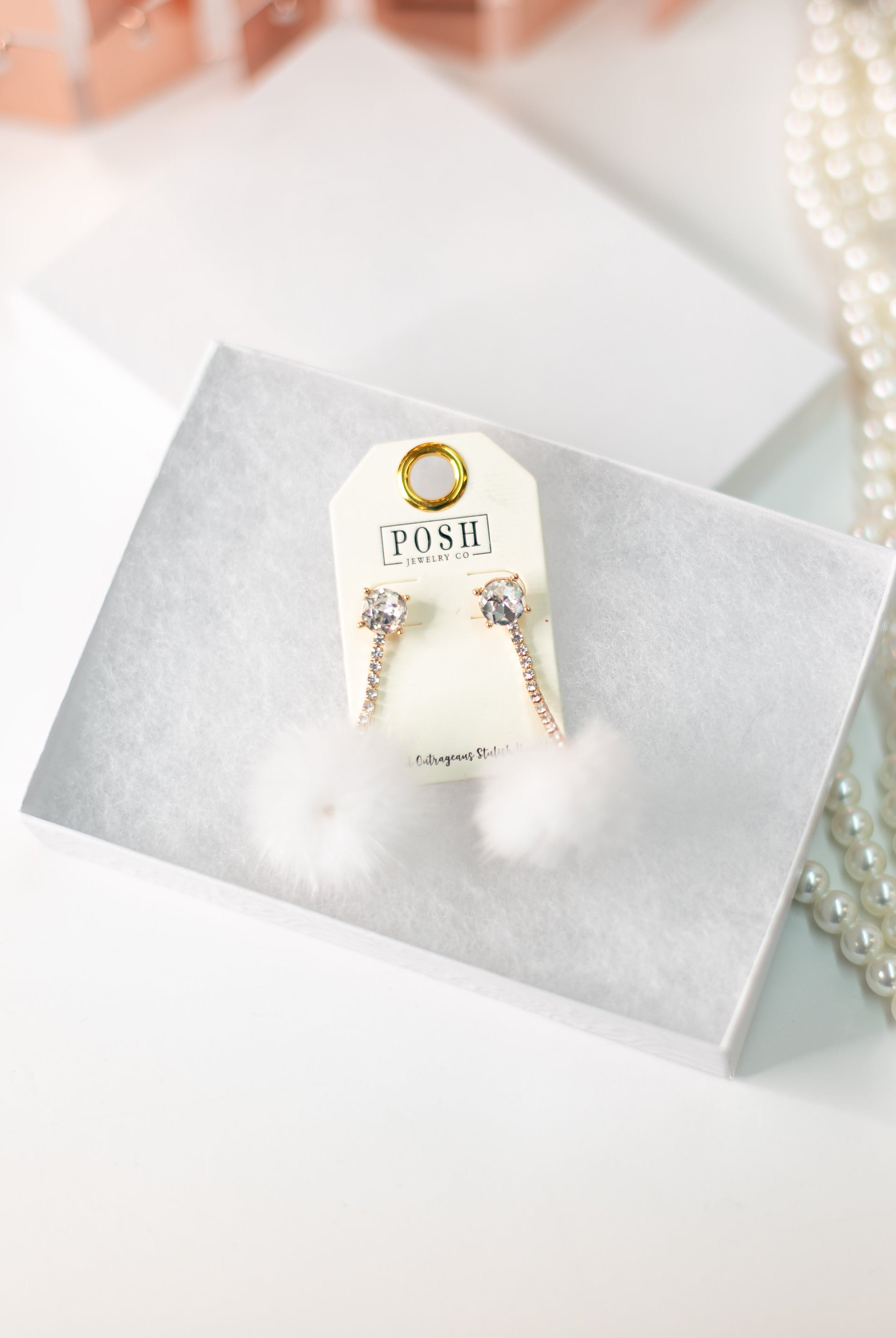 Bridal Babe Pom Earrings-Earrings-Dear Me Southern Boutique, located in DeRidder, Louisiana