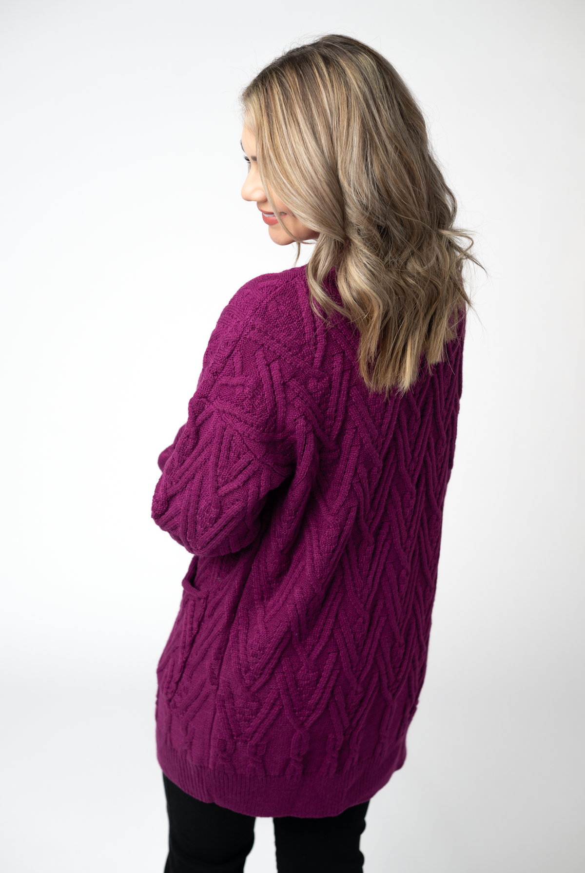 Brooks Button Sweater Cardigan - Magenta-Cardigans-Dear Me Southern Boutique, located in DeRidder, Louisiana