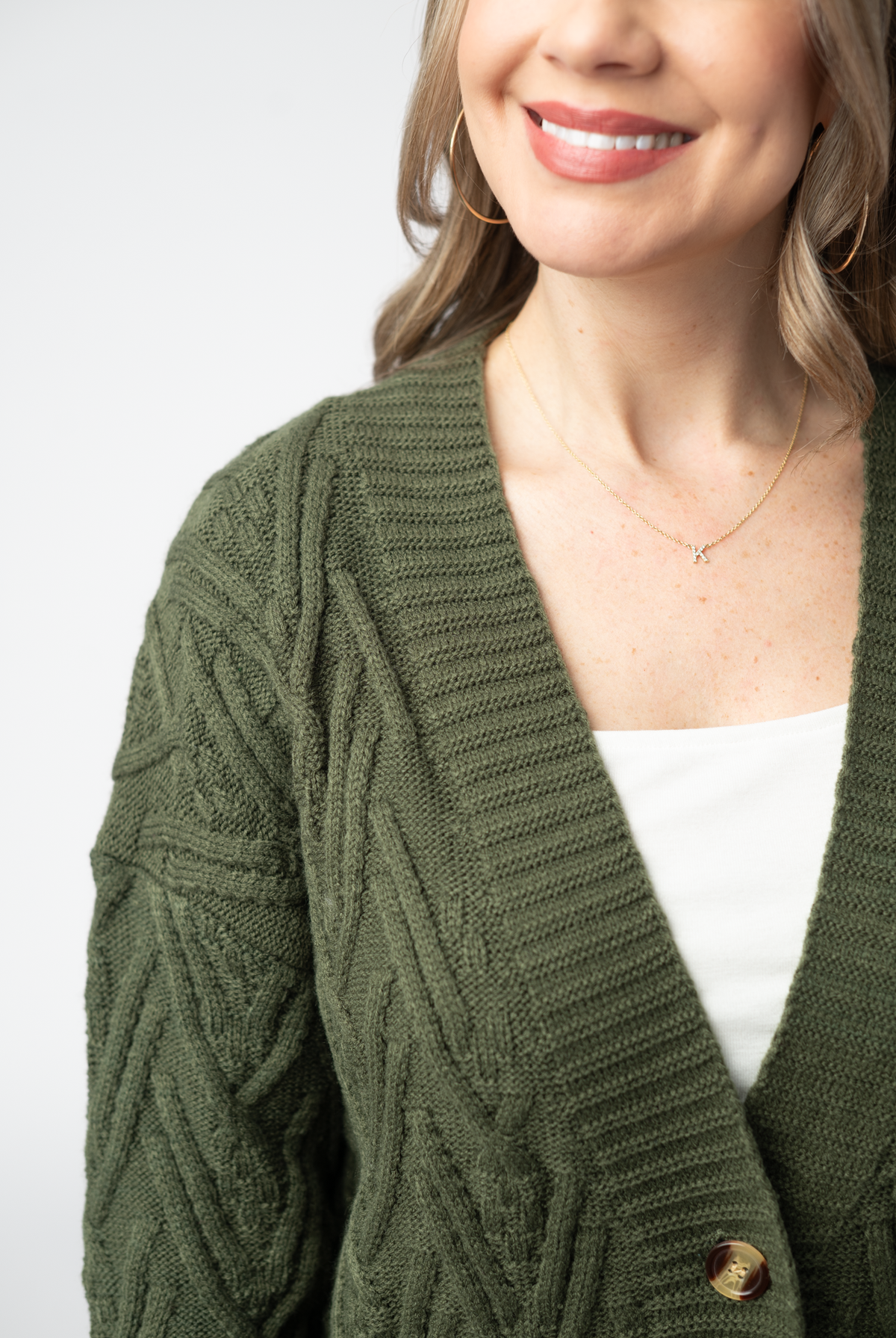 Brooks Button Sweater Cardigan - Olive-Cardigans-Dear Me Southern Boutique, located in DeRidder, Louisiana