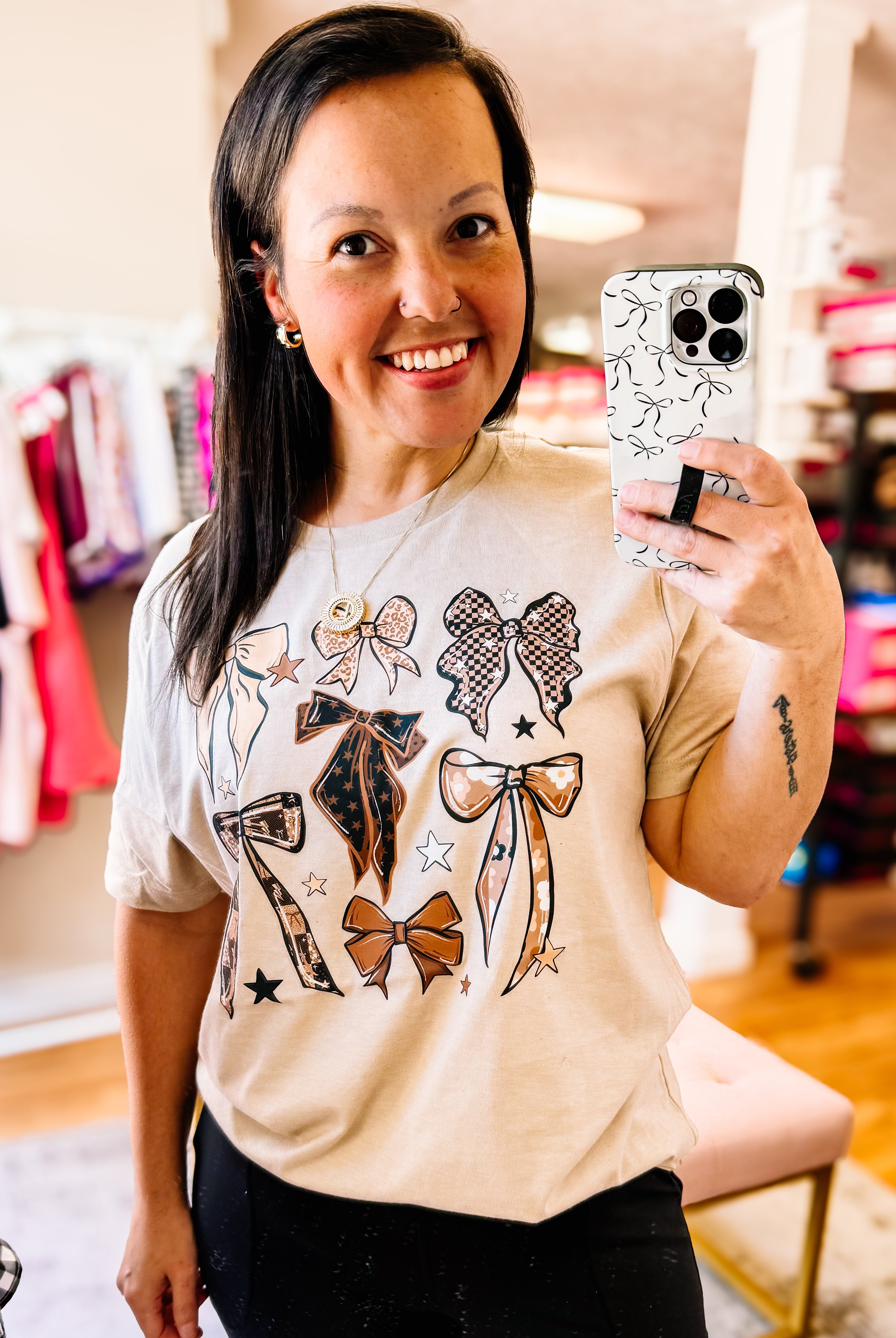 Brown-Eyed Bow-tiful Tee-Graphic Tops-Dear Me Southern Boutique, located in DeRidder, Louisiana