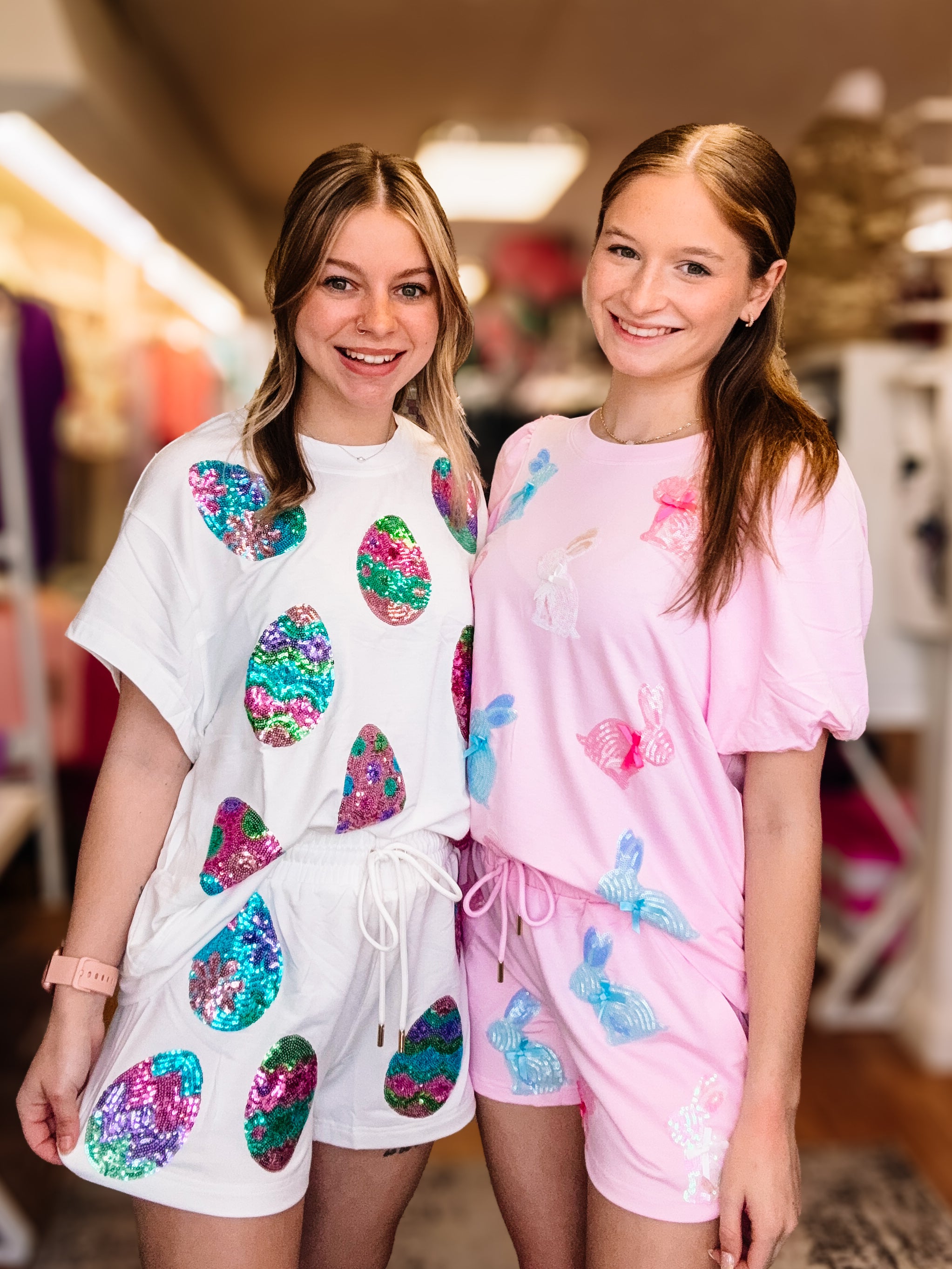 Bunny Bling Matching Easter Sequin Set-Clothing-Dear Me Southern Boutique, located in DeRidder, Louisiana