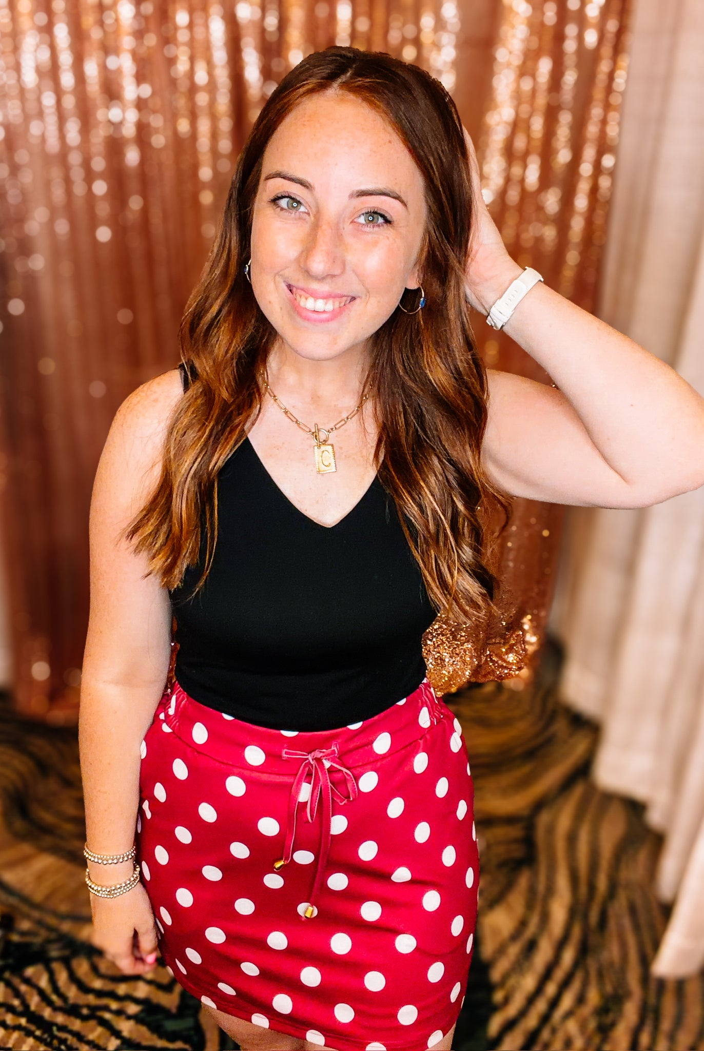 Burgundy Polka Dots Everyday Skort-Skort-Dear Me Southern Boutique, located in DeRidder, Louisiana