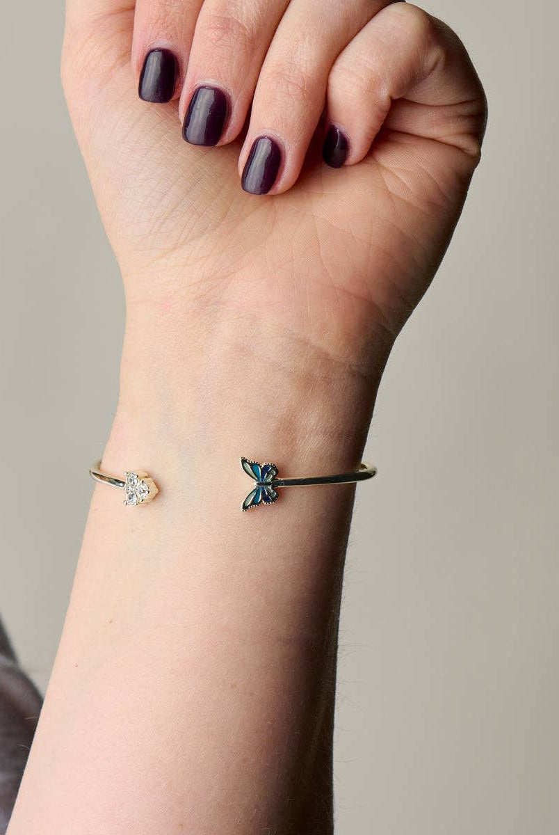 Butterfly Crystal Flex Cuff Bracelet-Bracelets-Dear Me Southern Boutique, located in DeRidder, Louisiana