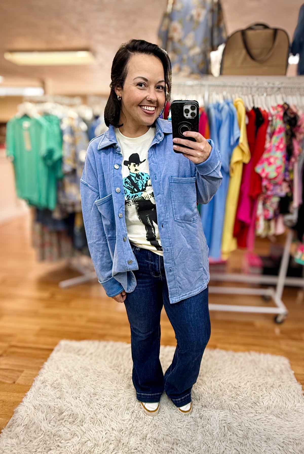 Button Up Shacket- Light Blue-Outerwear/Jackets/Shackets-Dear Me Southern Boutique, located in DeRidder, Louisiana