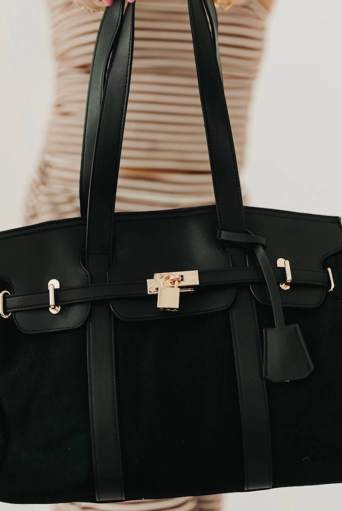 Cadence Canvas and Vegan Leather Tote-Clutch Bags-Dear Me Southern Boutique, located in DeRidder, Louisiana