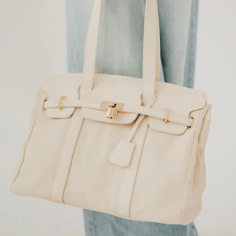 Cadence Canvas and Vegan Leather Tote-Clutch Bags-Dear Me Southern Boutique, located in DeRidder, Louisiana