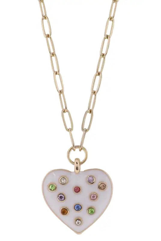 Candy Confetti Heart Necklace-Necklaces-Dear Me Southern Boutique, located in DeRidder, Louisiana