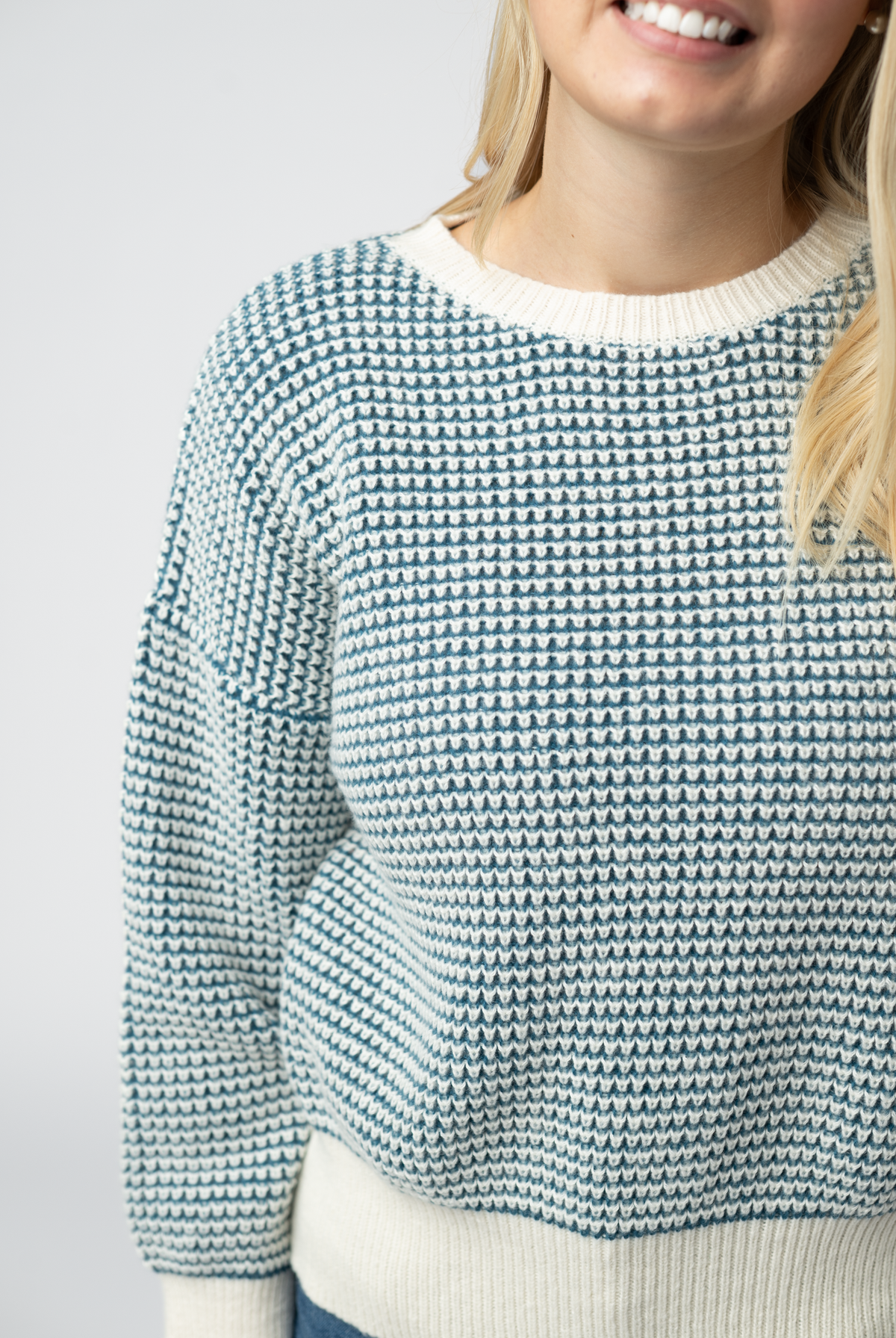 Charlotte Sweater - Teal and Ivory-Sweaters-Dear Me Southern Boutique, located in DeRidder, Louisiana