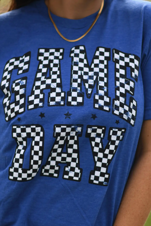 Check Her Out – Game Day Blue Tee-Top-Dear Me Southern Boutique, located in DeRidder, Louisiana