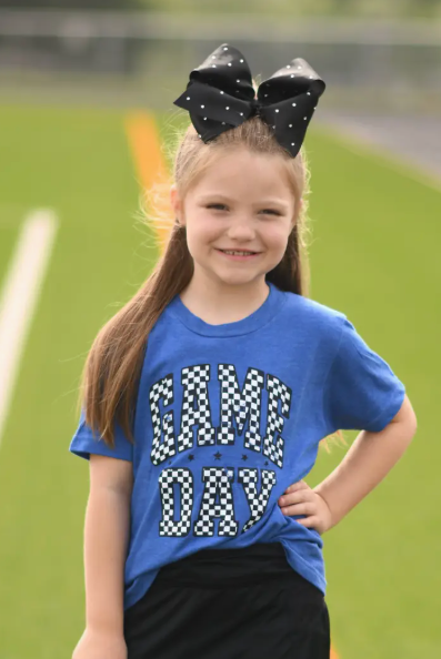 Check Her Out - Game Day Girls Blue Tee-JAG Graphic Tops-Dear Me Southern Boutique, located in DeRidder, Louisiana