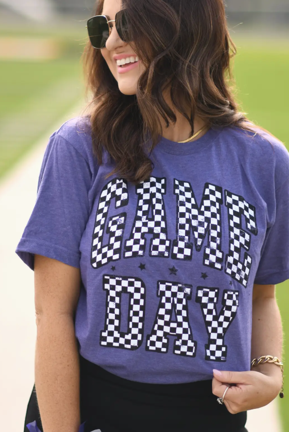 Check Her Out – Game Day Purple Tee-Top-Dear Me Southern Boutique, located in DeRidder, Louisiana