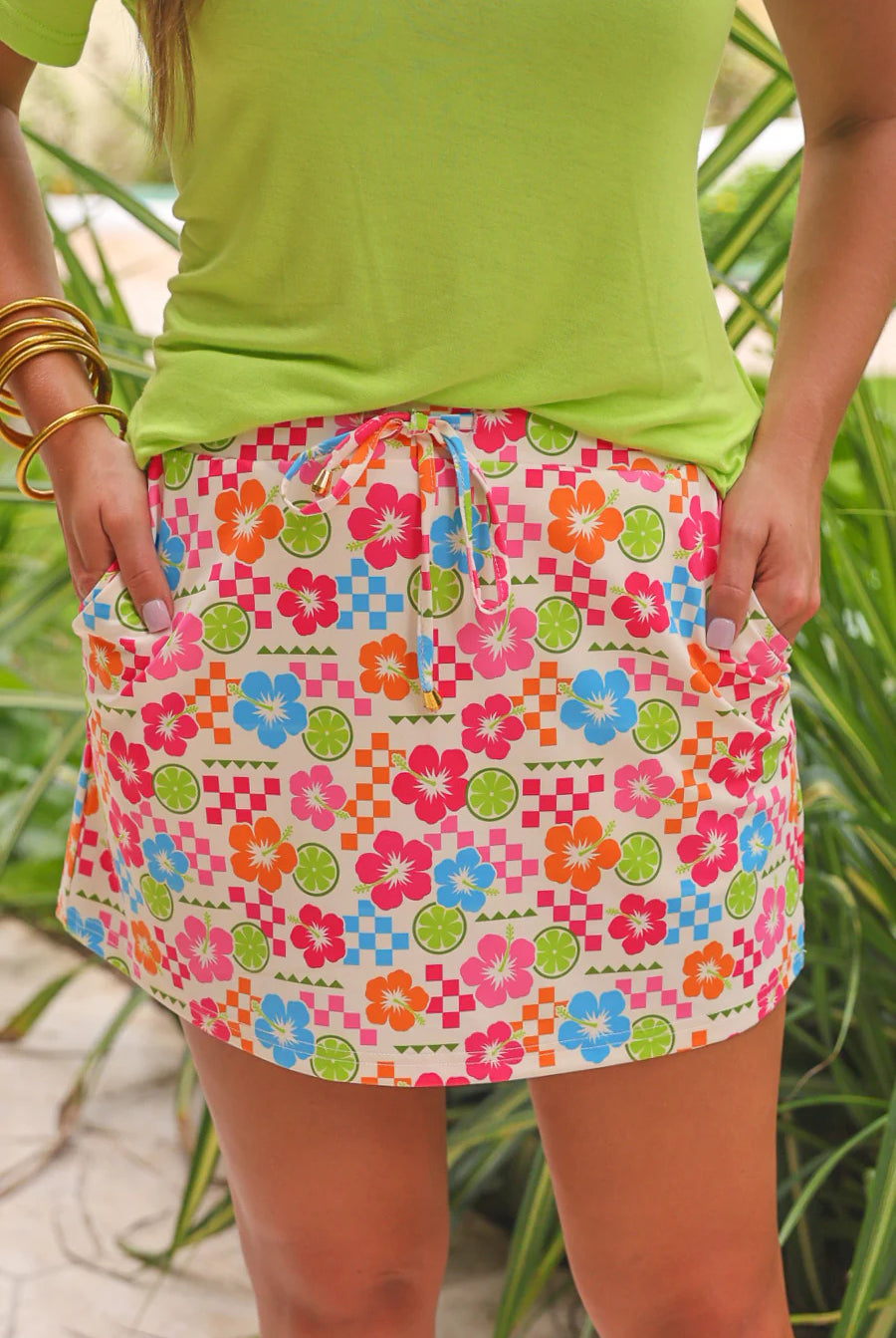 Check The Tropics Everyday Skort-Skort-Dear Me Southern Boutique, located in DeRidder, Louisiana