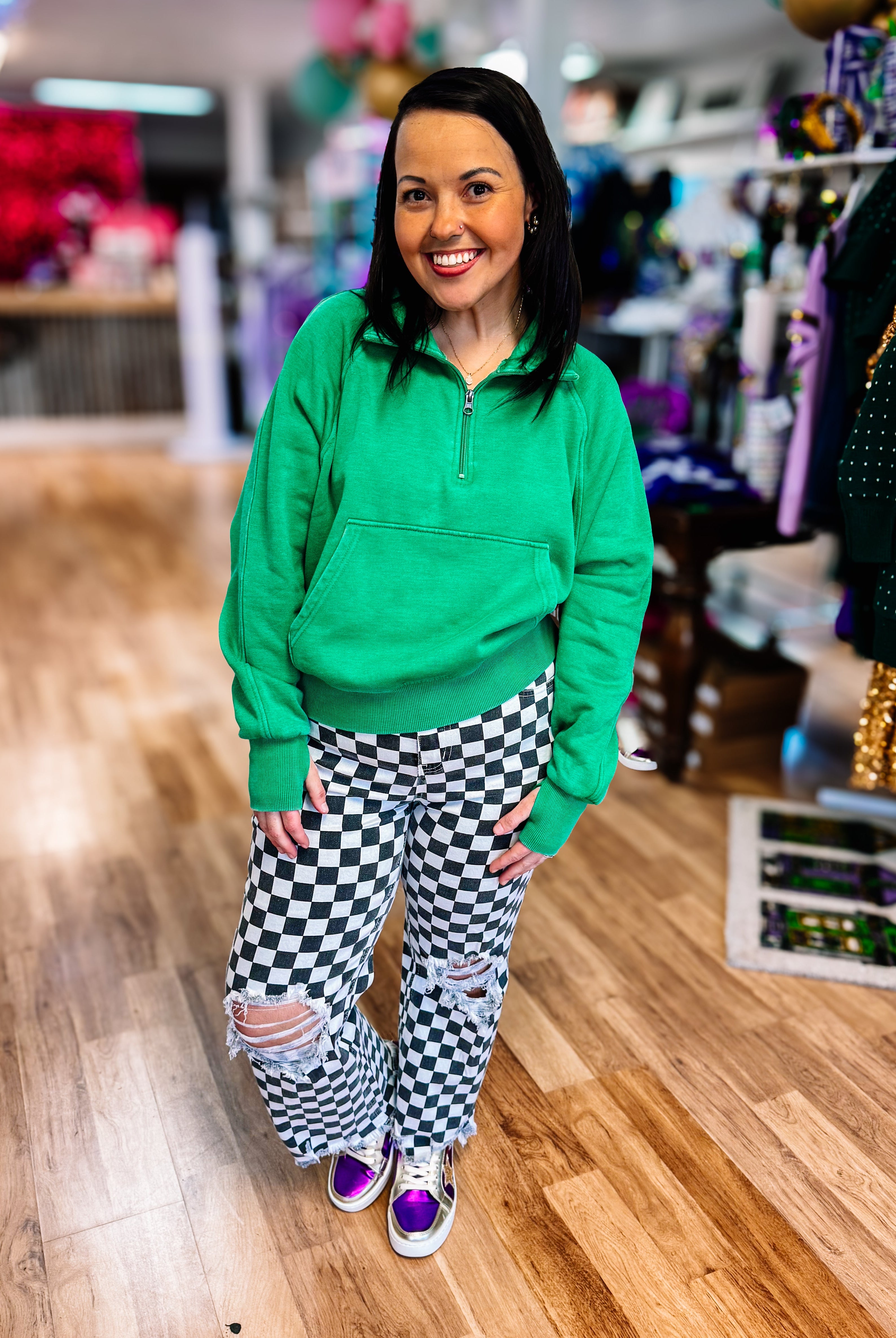 Check Yes Or No Destroyed Straight Jeans-Jeans-Dear Me Southern Boutique, located in DeRidder, Louisiana