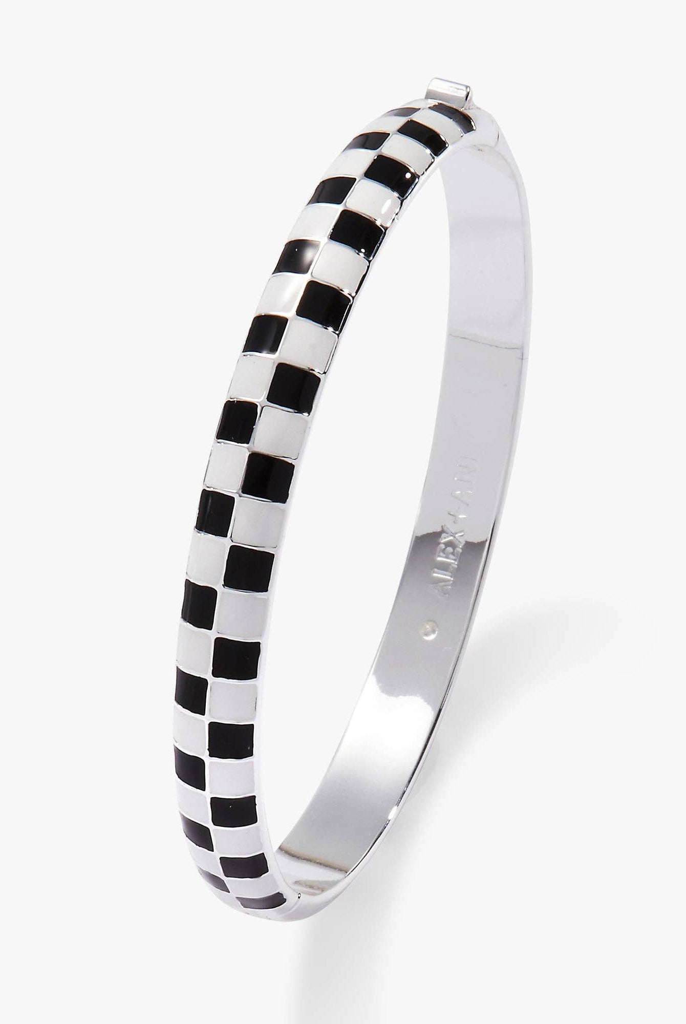Checker Print Hinge Bangle Bracelet-Bracelets-Dear Me Southern Boutique, located in DeRidder, Louisiana