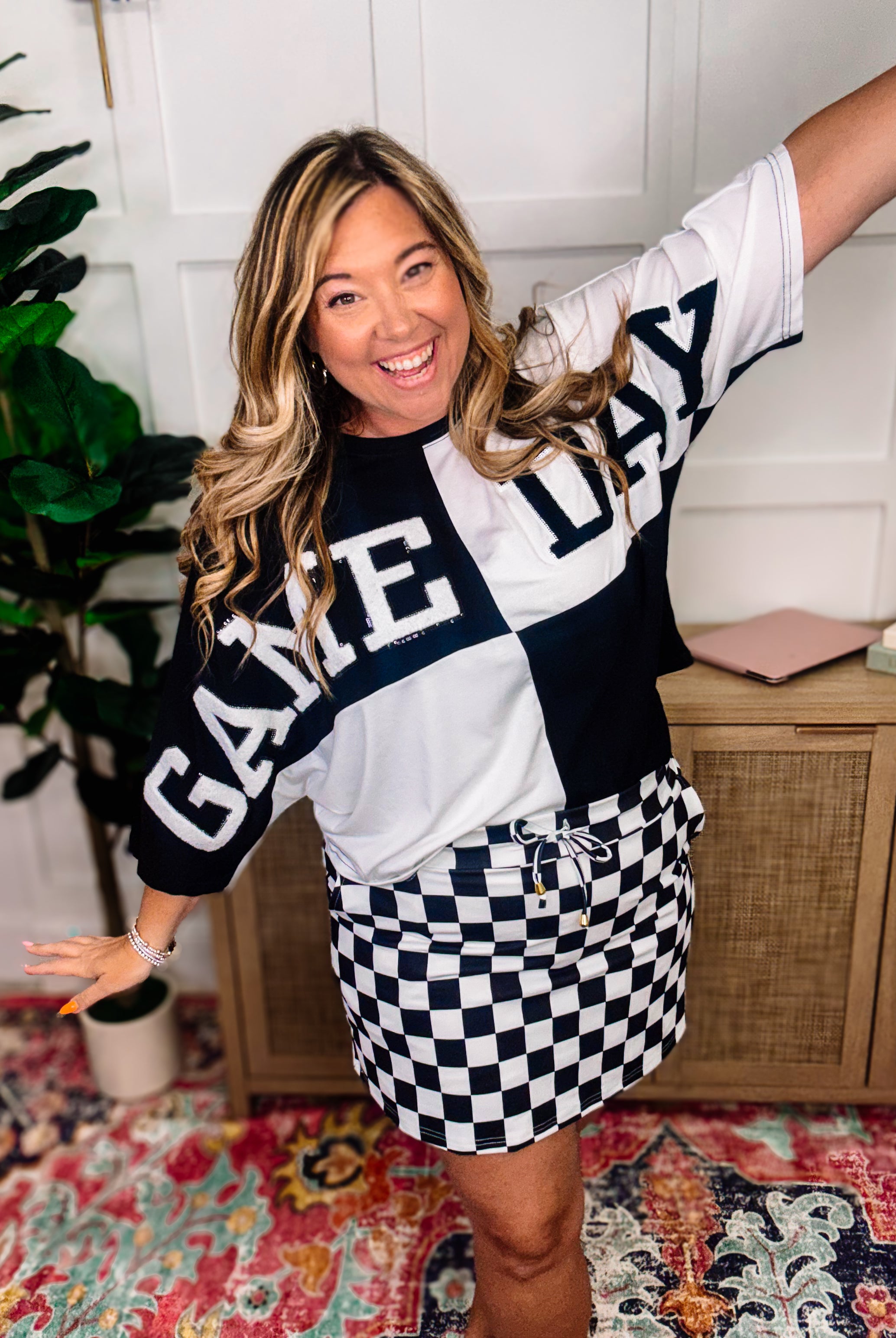 Checkerboard Checkered Everyday Skort-Skort-Dear Me Southern Boutique, located in DeRidder, Louisiana