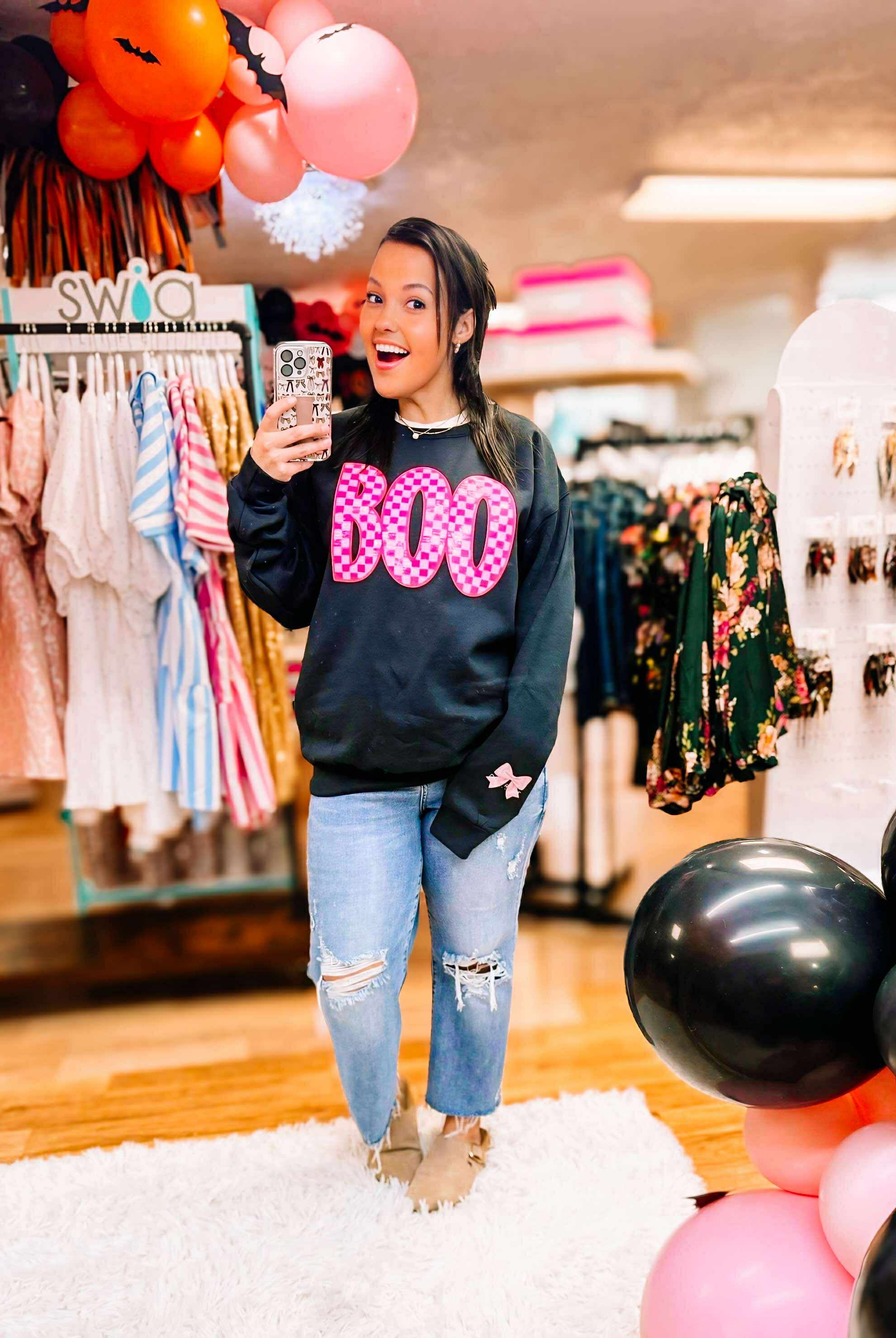 Checkmate BOO Top-Graphic Tops-Dear Me Southern Boutique, located in DeRidder, Louisiana