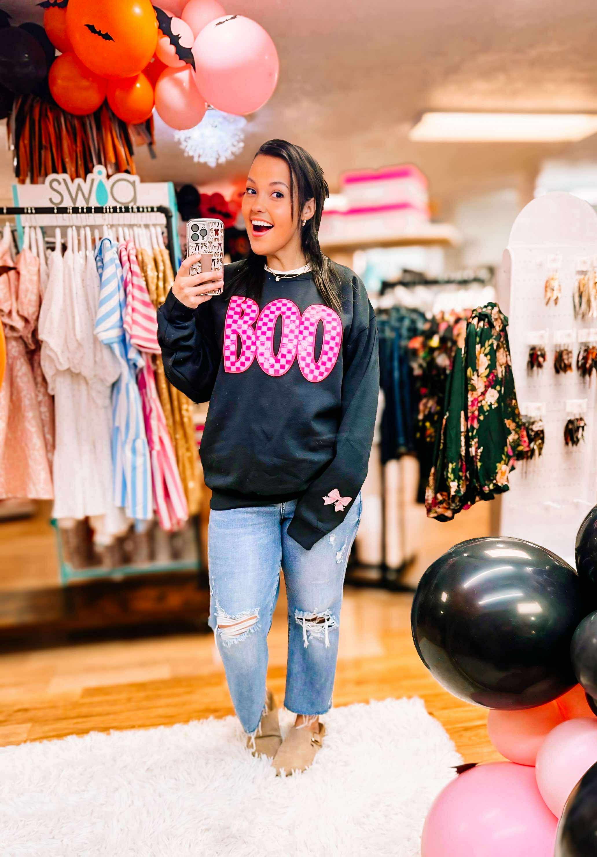 Checkmate BOO Top-Graphic Tops-Dear Me Southern Boutique, located in DeRidder, Louisiana