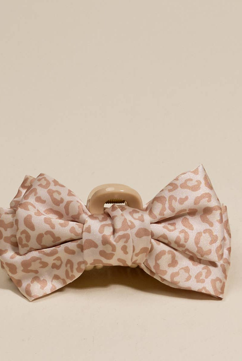 Cheetah - Mini Satin Bougie Bow Claw Clip-Hair Clips-Dear Me Southern Boutique, located in DeRidder, Louisiana