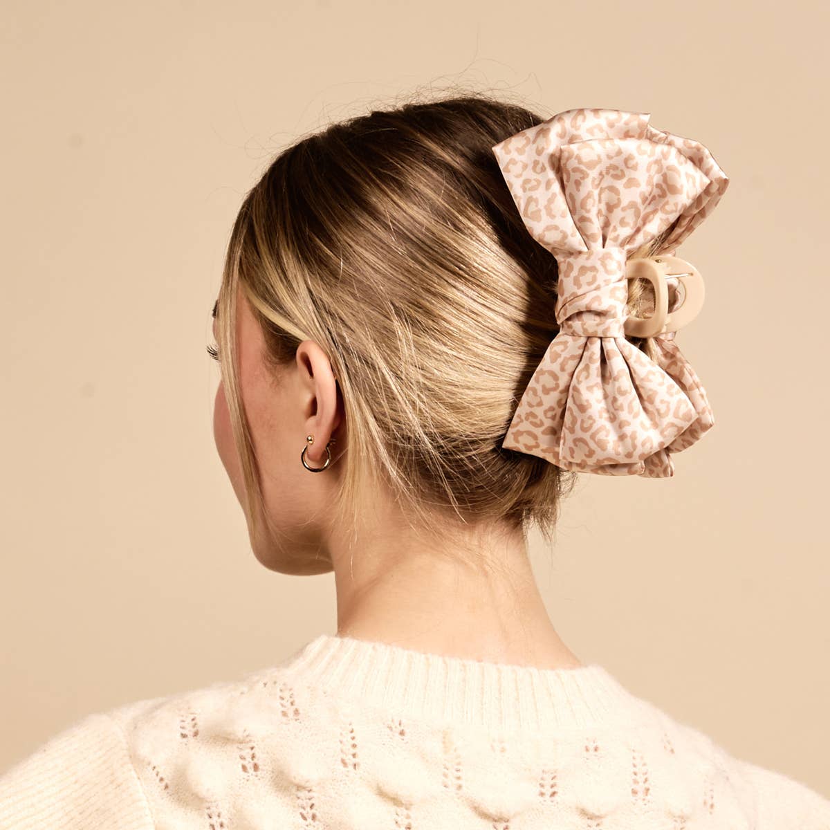 Cheetah Satin Bougie Bow Claw Clip-Hair Clip-Dear Me Southern Boutique, located in DeRidder, Louisiana