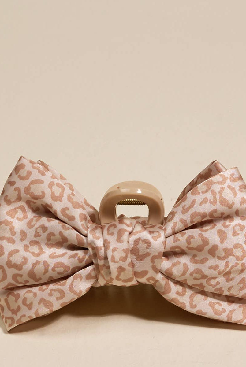 Cheetah Satin Bougie Bow Claw Clip-Hair Clip-Dear Me Southern Boutique, located in DeRidder, Louisiana