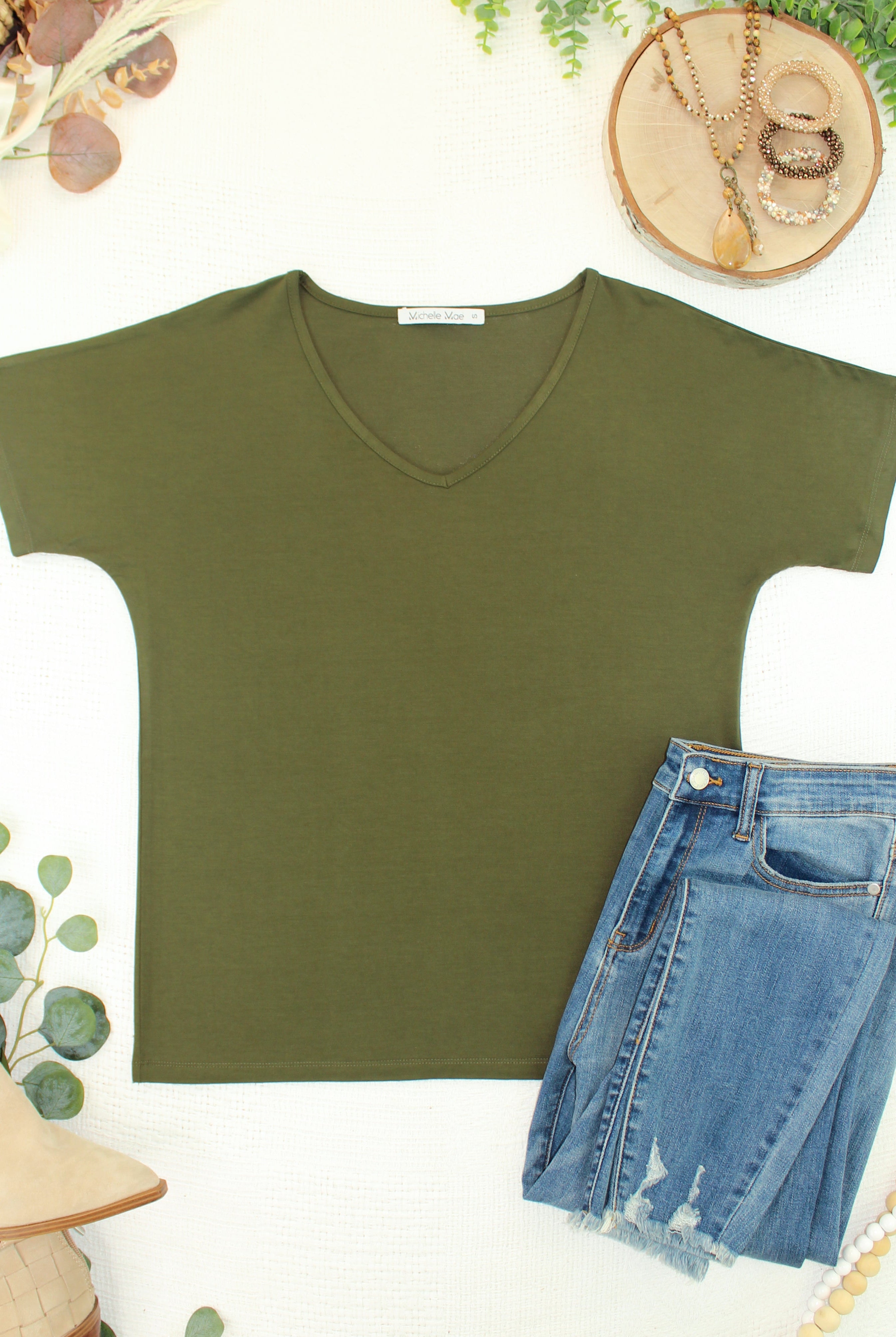Chloe Cozy Top - Dark Olive-Tops-Dear Me Southern Boutique, located in DeRidder, Louisiana