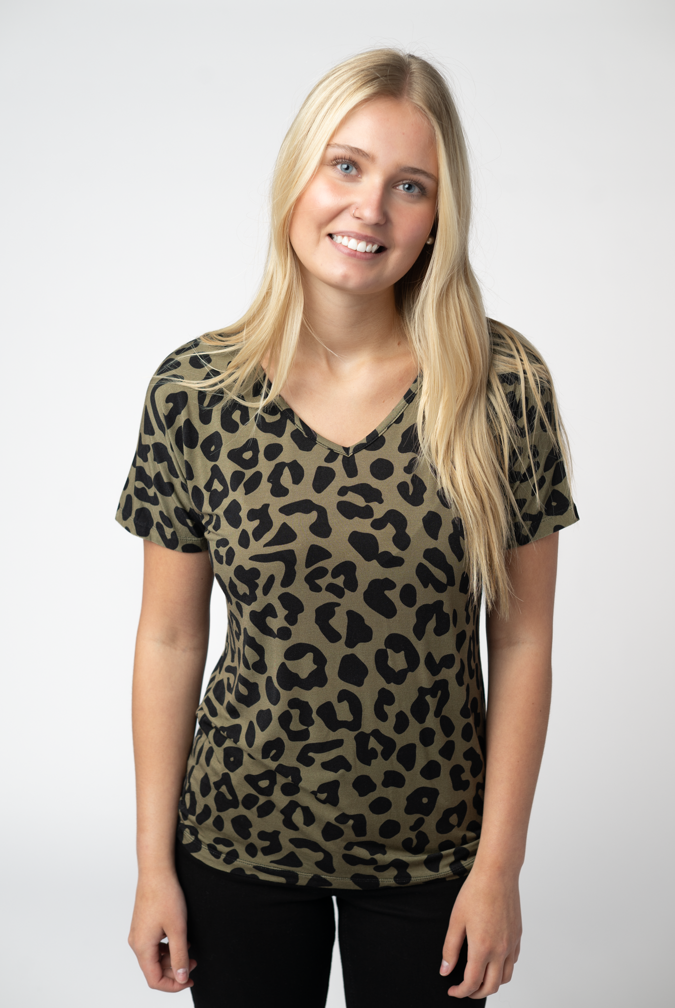 Chloe Cozy Top - Olive Animal Print-Tops-Dear Me Southern Boutique, located in DeRidder, Louisiana