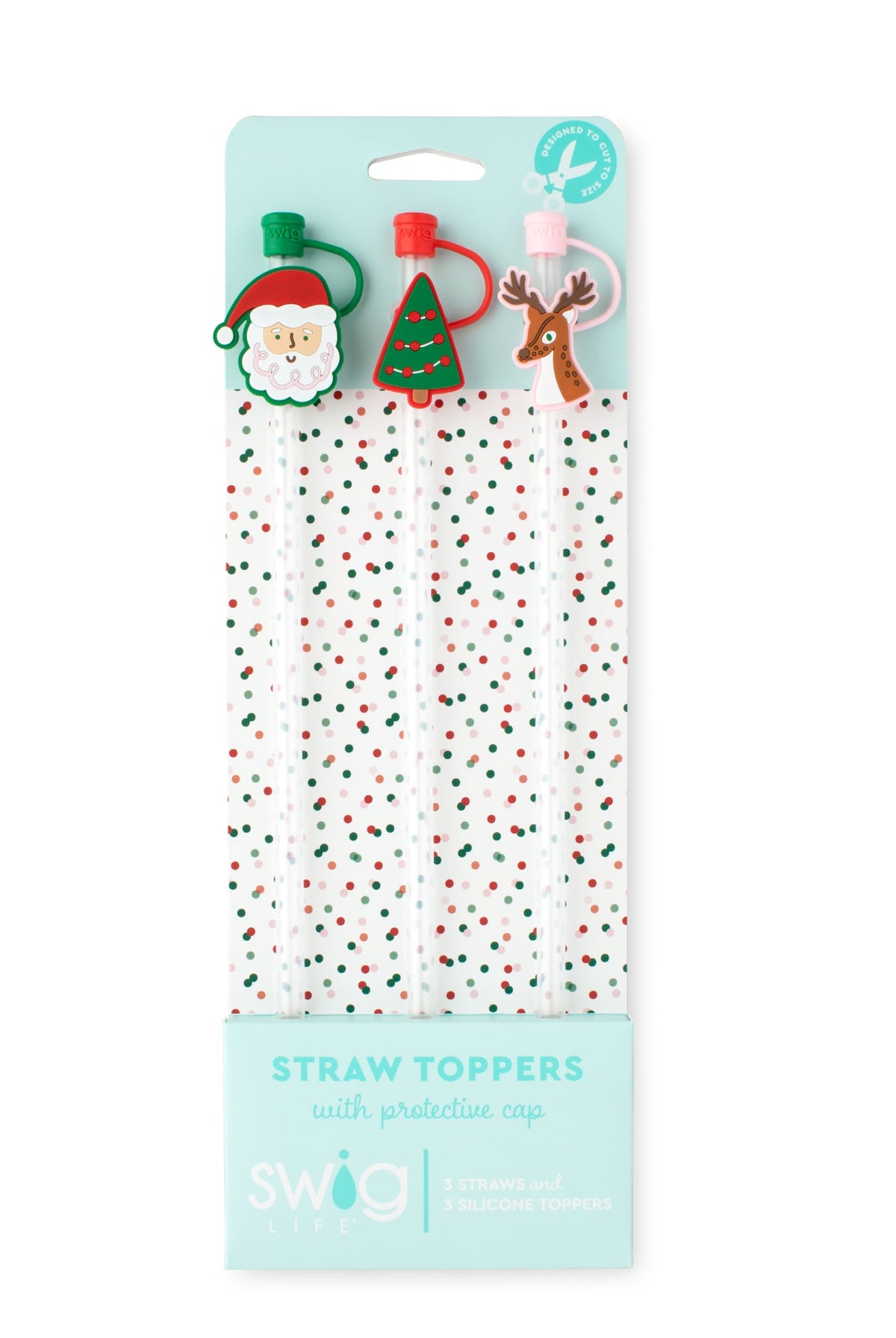 Christmas Cameos Swig Reusable Straw Topper Set-Drinkwear-Dear Me Southern Boutique, located in DeRidder, Louisiana