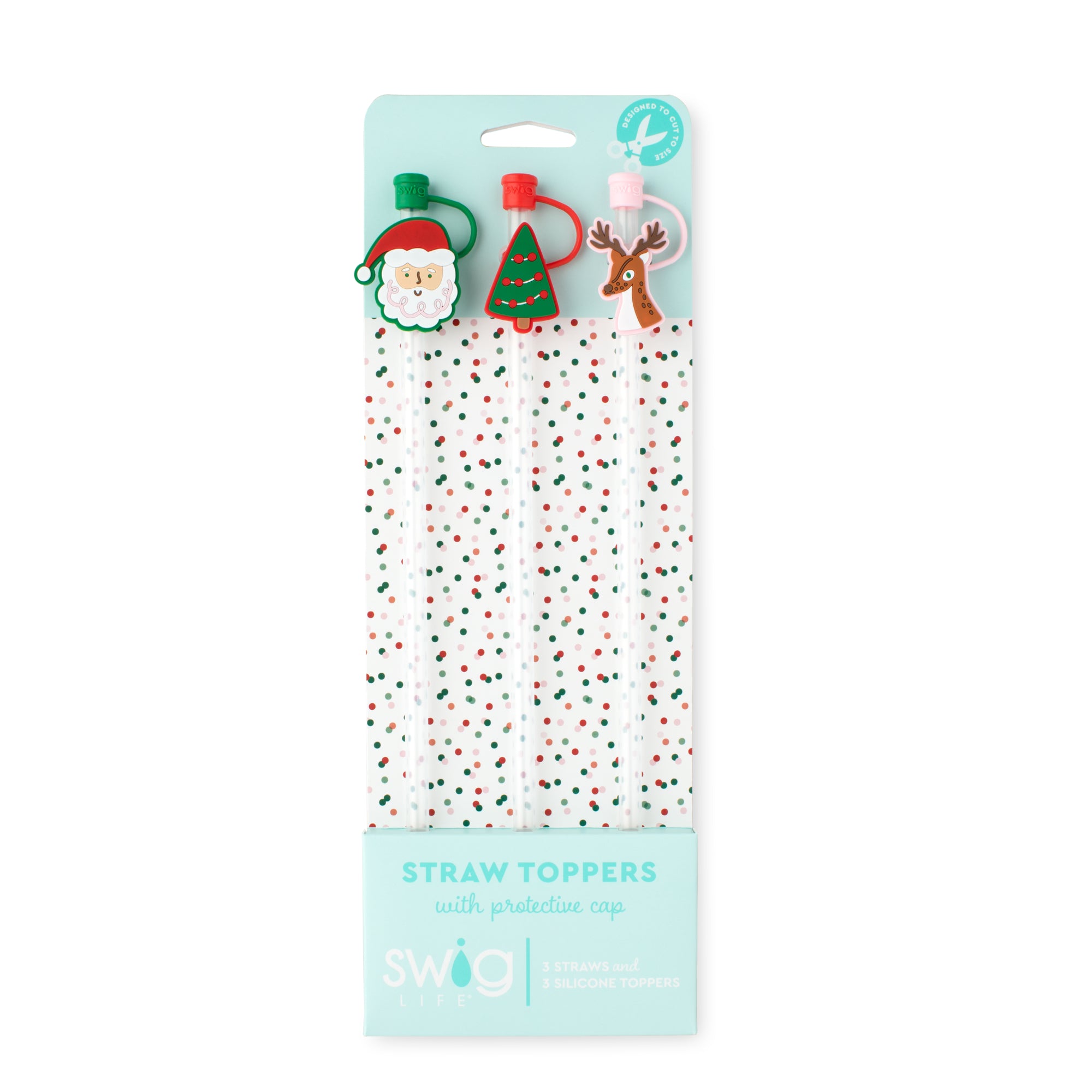 Christmas Cameos Swig Reusable Straw Topper Set-Straw Toppers-Dear Me Southern Boutique, located in DeRidder, Louisiana