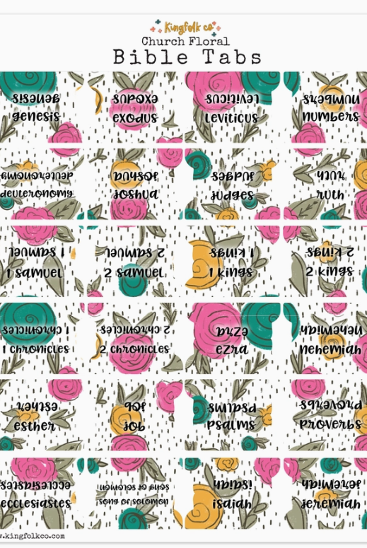 Church Floral Bible Tabs-JAG Books-Dear Me Southern Boutique, located in DeRidder, Louisiana