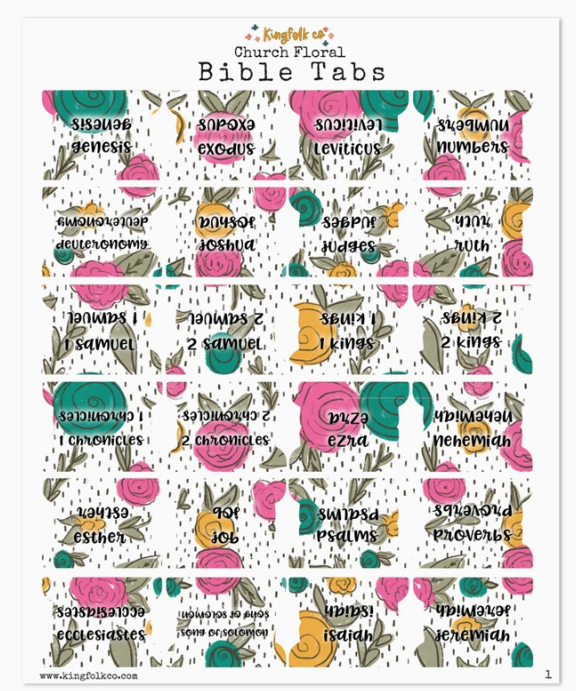 Church Floral Bible Tabs-JAG Books-Dear Me Southern Boutique, located in DeRidder, Louisiana