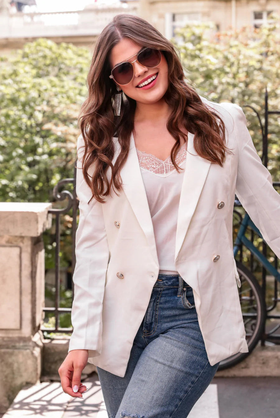 Class Act Blazer - White-Blazers-Dear Me Southern Boutique, located in DeRidder, Louisiana