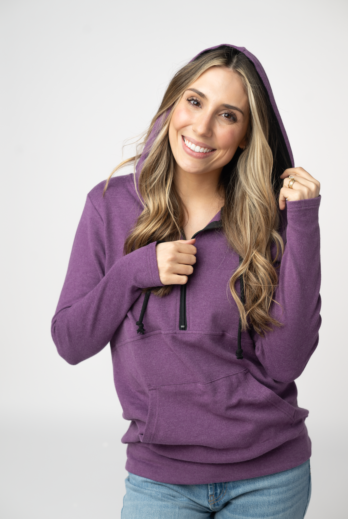 Classic HalfZip Hoodie - Black and Purple-Hoodie-Dear Me Southern Boutique, located in DeRidder, Louisiana