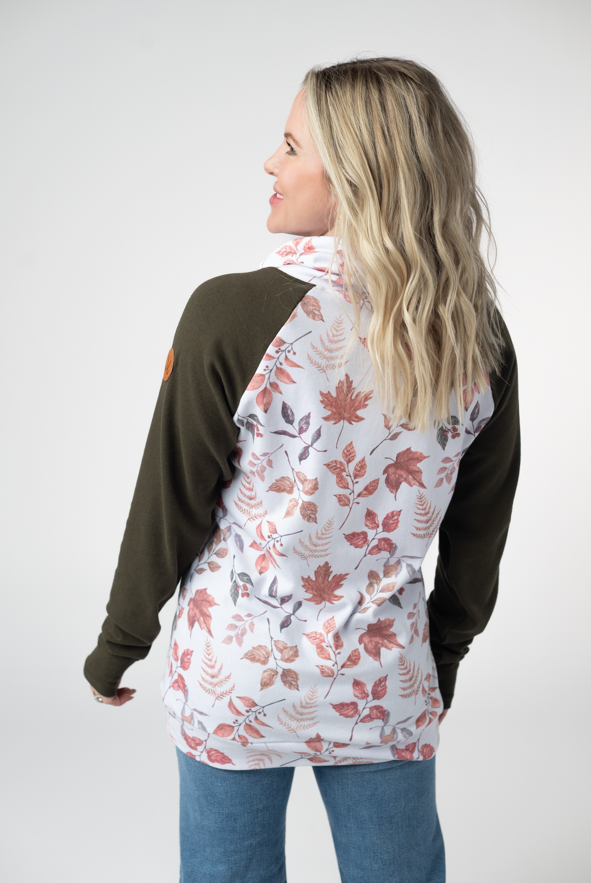 Classic Zoey ZipCowl Sweatshirt - Autumn Leaves and Olive-Sweatshirts-Dear Me Southern Boutique, located in DeRidder, Louisiana