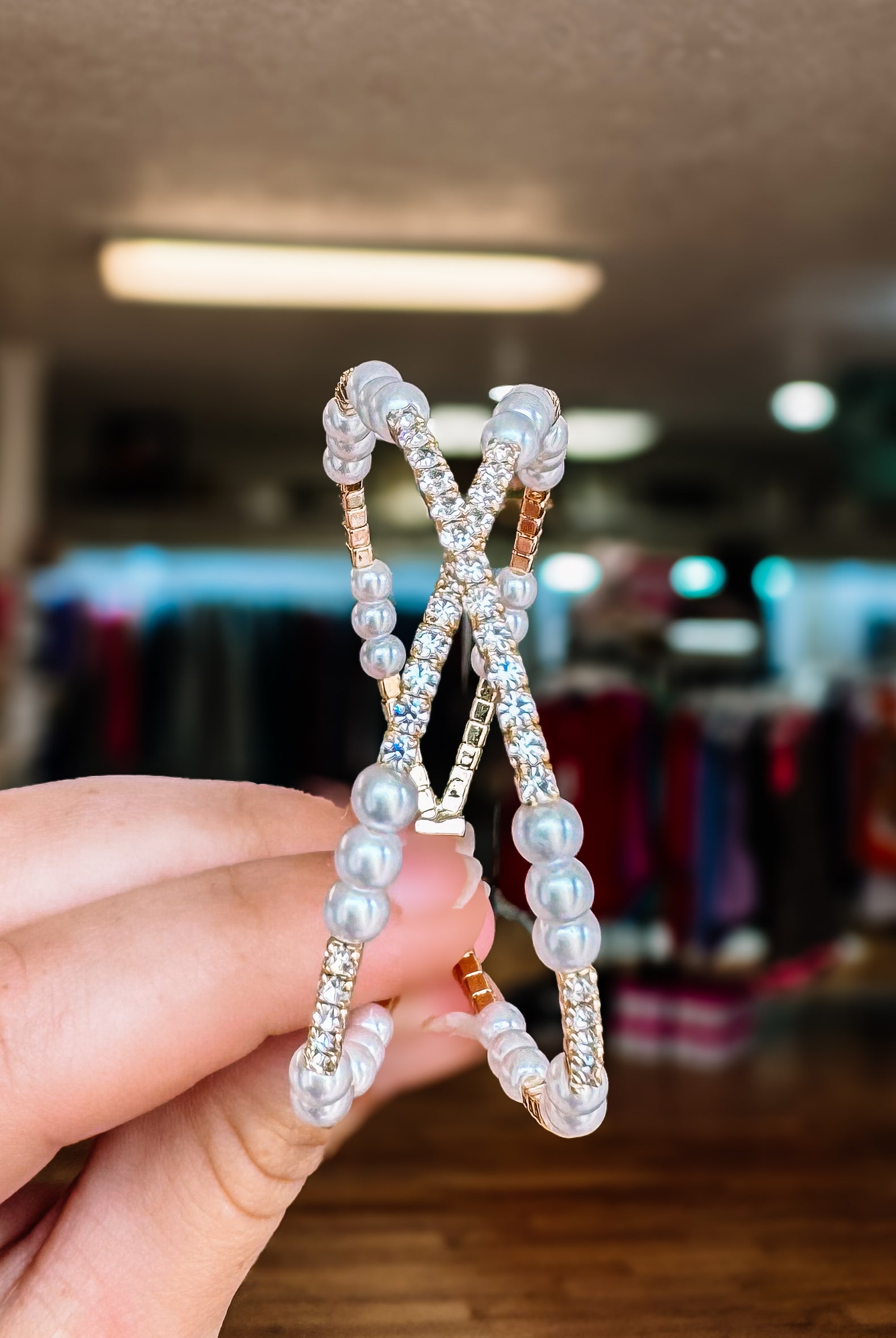 Clearwater Double Pearl Crystal Bangle-Bracelets-Dear Me Southern Boutique, located in DeRidder, Louisiana